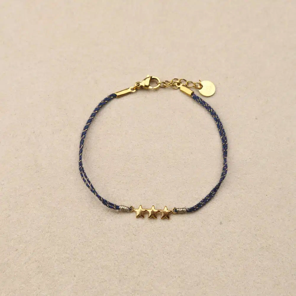 Daniella 3 stars Blue Lurex Thread Bracelet