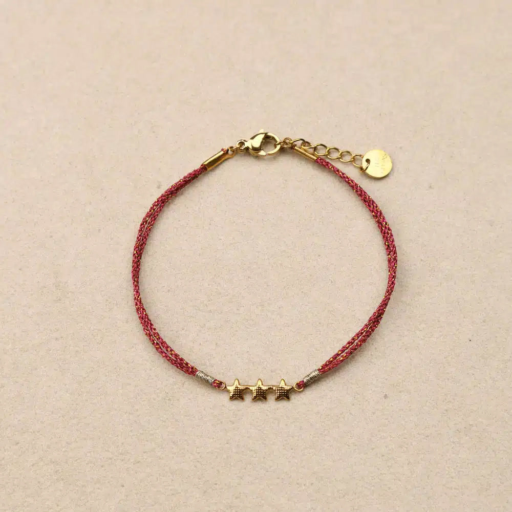 Daniella 3 stars Burgundy Lurex Thread Bracelet