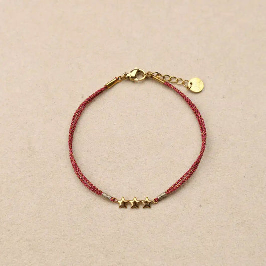Daniella 3 stars Burgundy Lurex Thread Bracelet