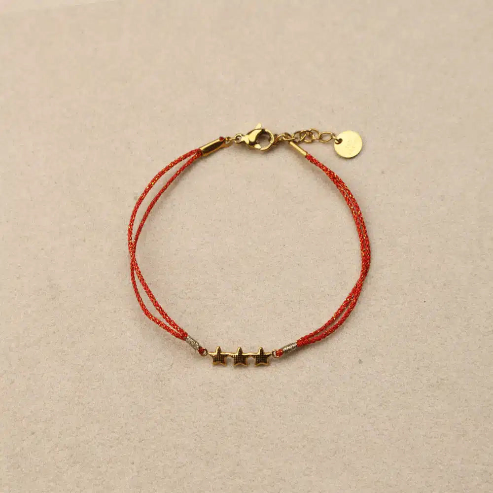 Daniella 3 stars Burnt Orange Lurex Thread Bracelet