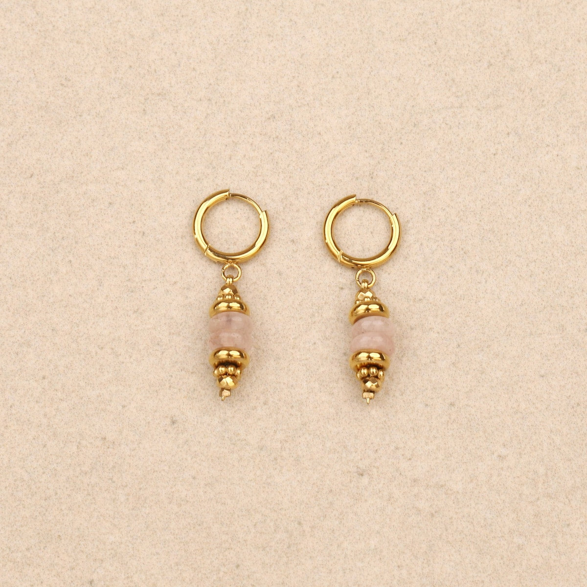 Eleora Pink Quartz Discs Drop Earrings