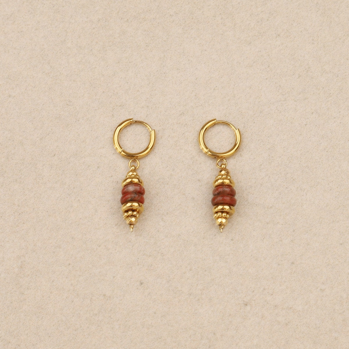Eleora Red Jasper Discs Drop Earrings