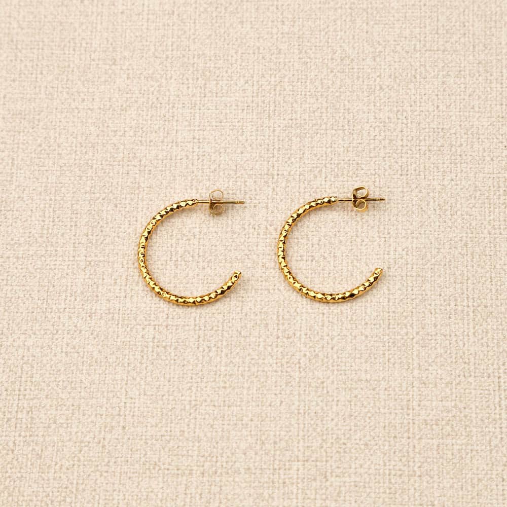 Emorine Textured Thin Hoop Earrings