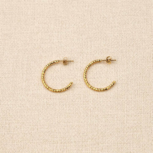 Emorine Textured Thin Hoop Earrings