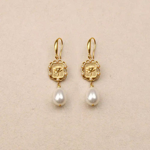 Eulalie rose pendant pearl Earrings