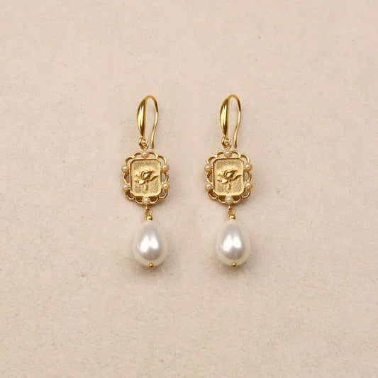 Eulalie rose pendant pearl Earrings