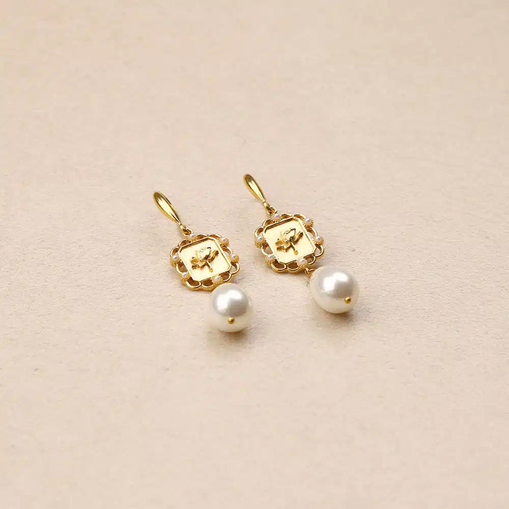 Eulalie rose pendant pearl Earrings les cleias