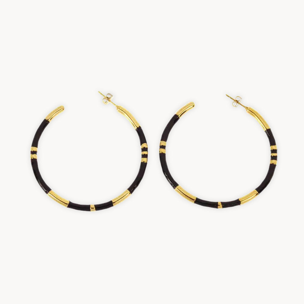 Black and gold hoop earrings