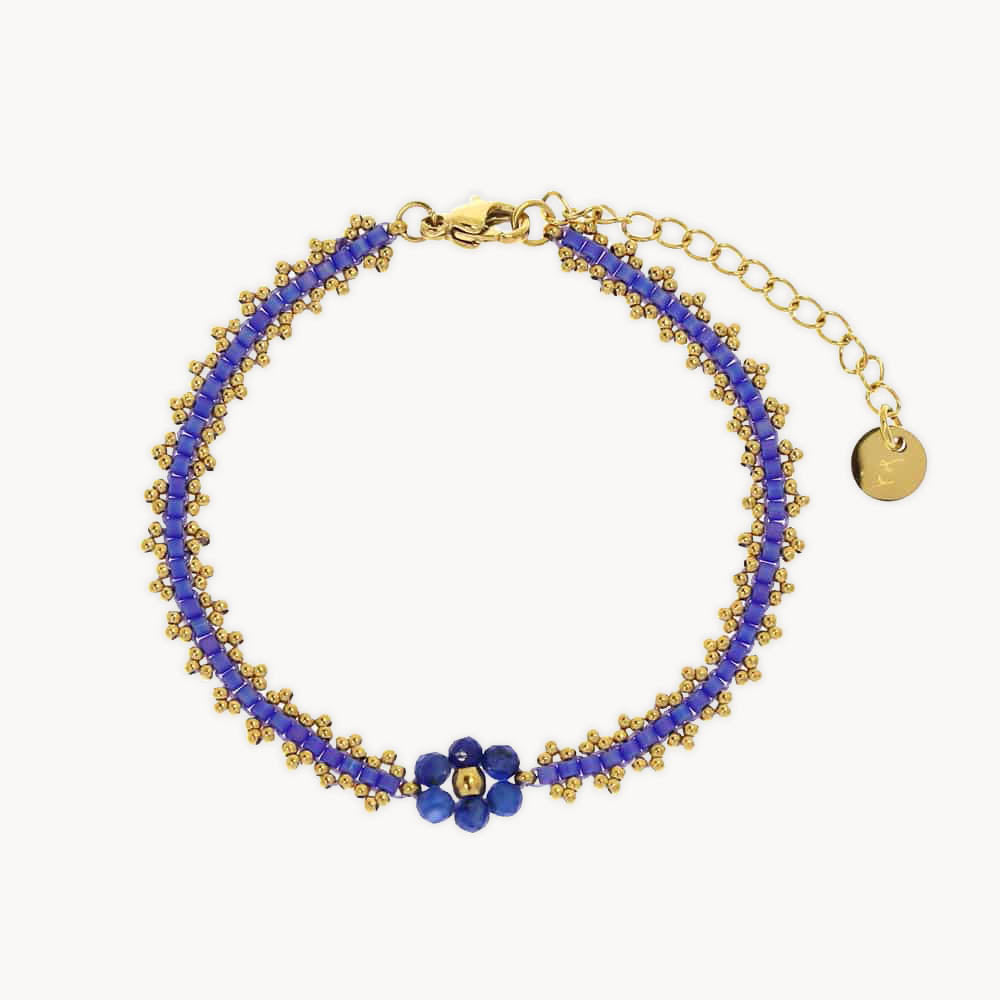 Bracelet with blue beads and gold accents