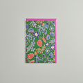 Floral patterned greeting card with a pink envelope