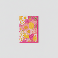 Floral greeting card with pink and yellow flowers and pink envelope