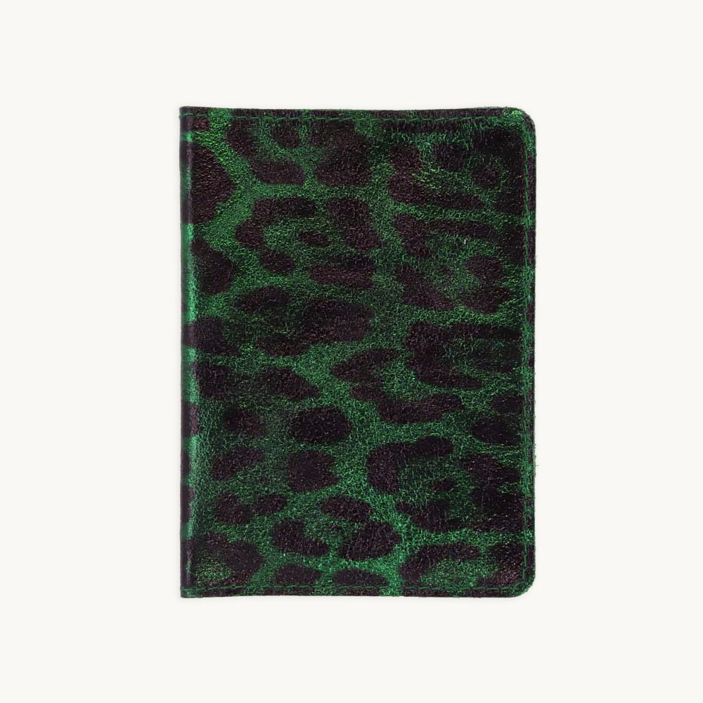 Green and black leopard print pattern Passport Cover