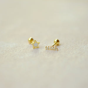 14K solid gold screw stud - single earrings