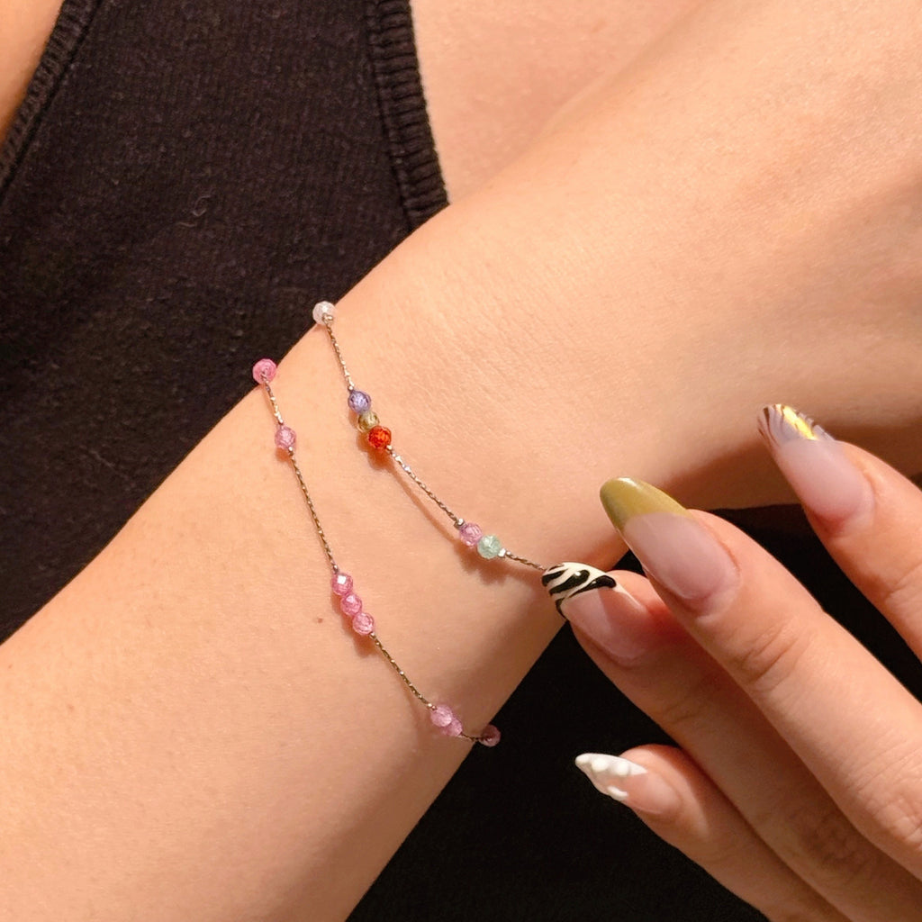 Biba Crystal Beads Silver Bracelet