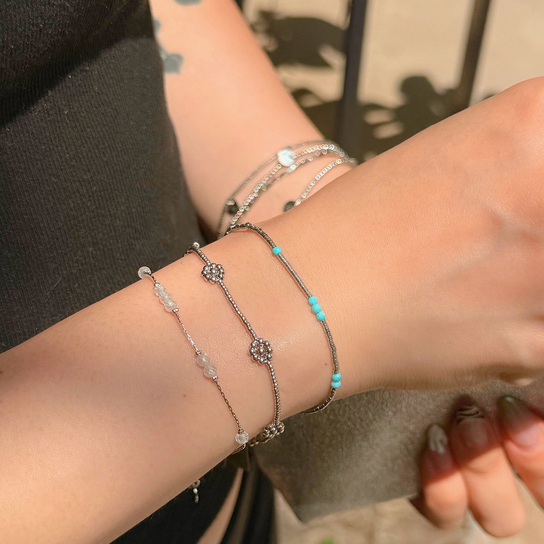 Prairie Gold Silver Flower Bracelet