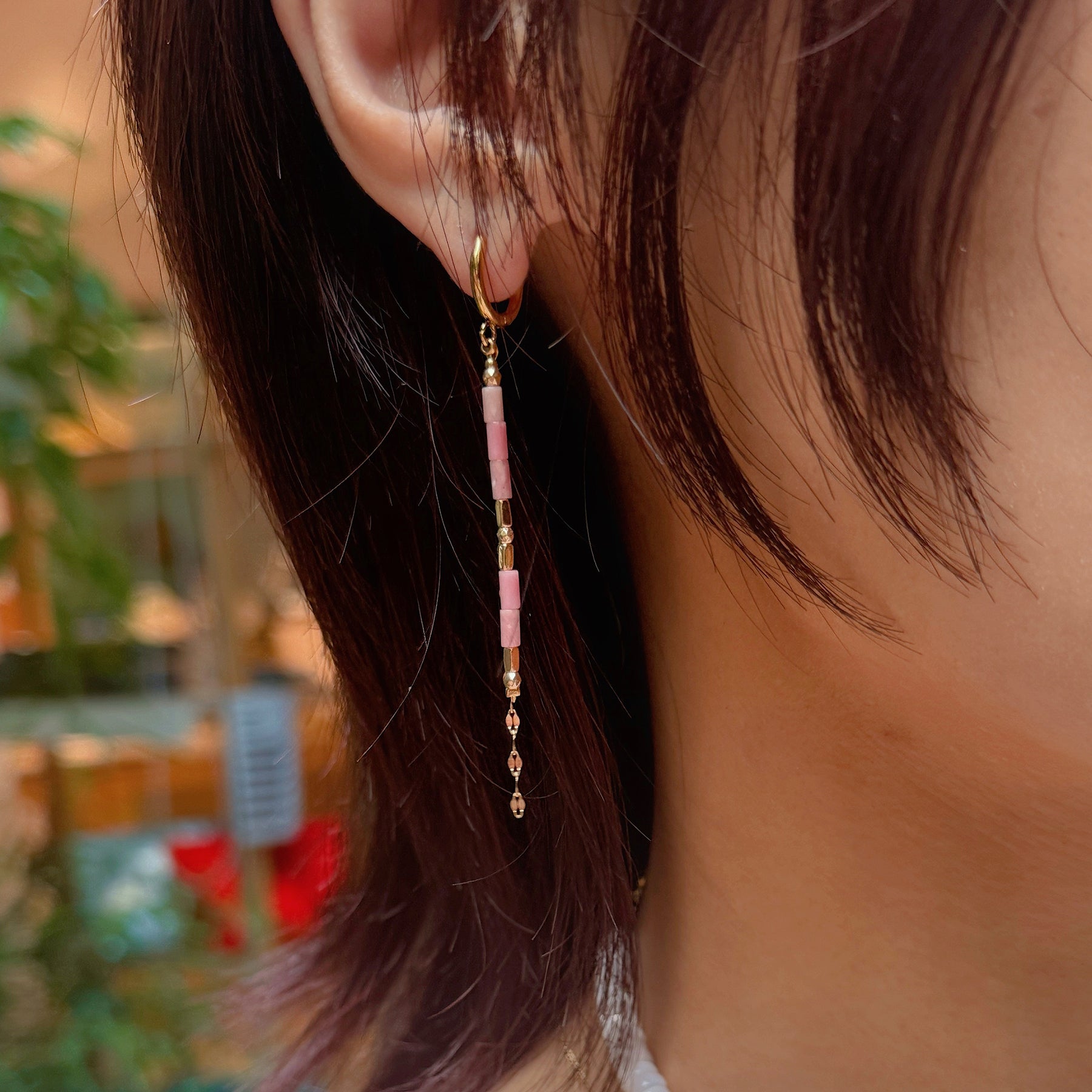 Zia Fine Stone Chain Earrings
