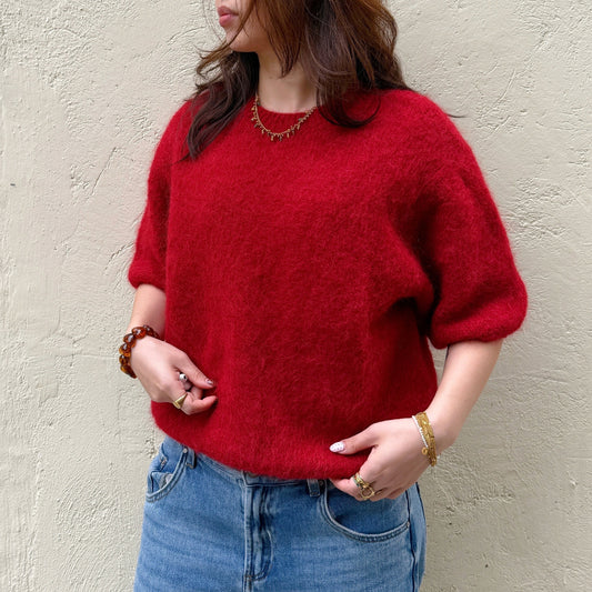 Mohair Blend Mid-length sleeves Sweater