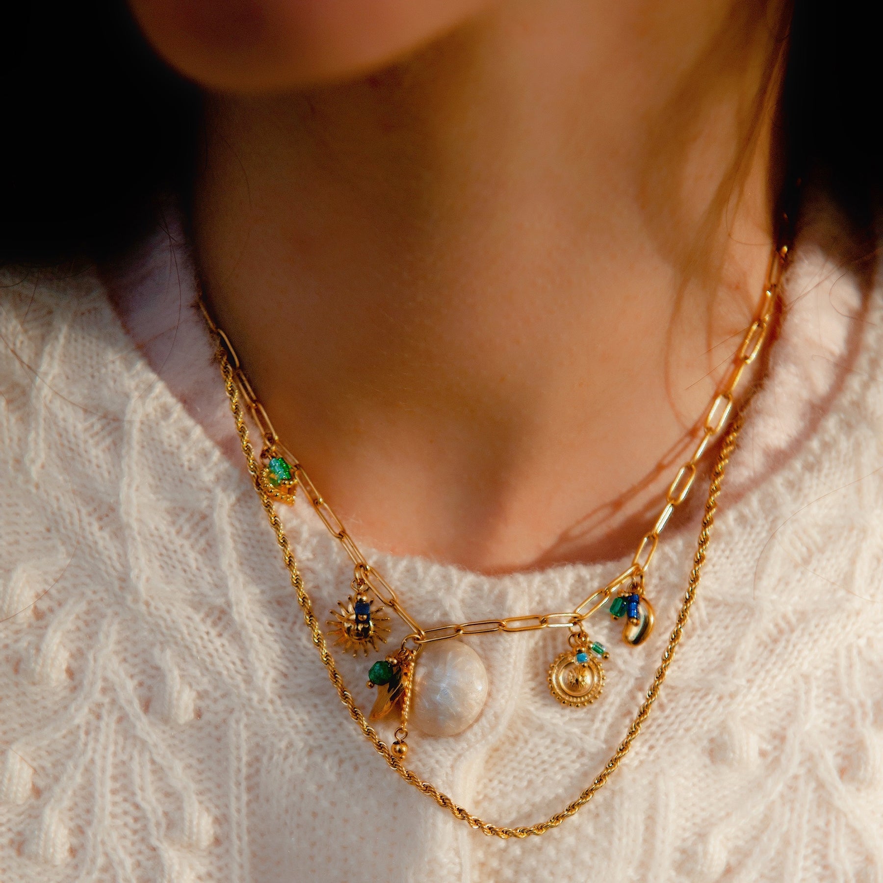 Mureon Resin Ring Trombone Necklace