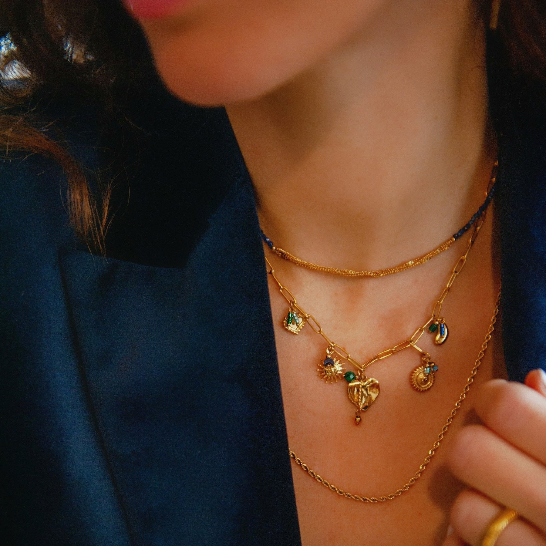 Mureon Resin Ring Trombone Necklace