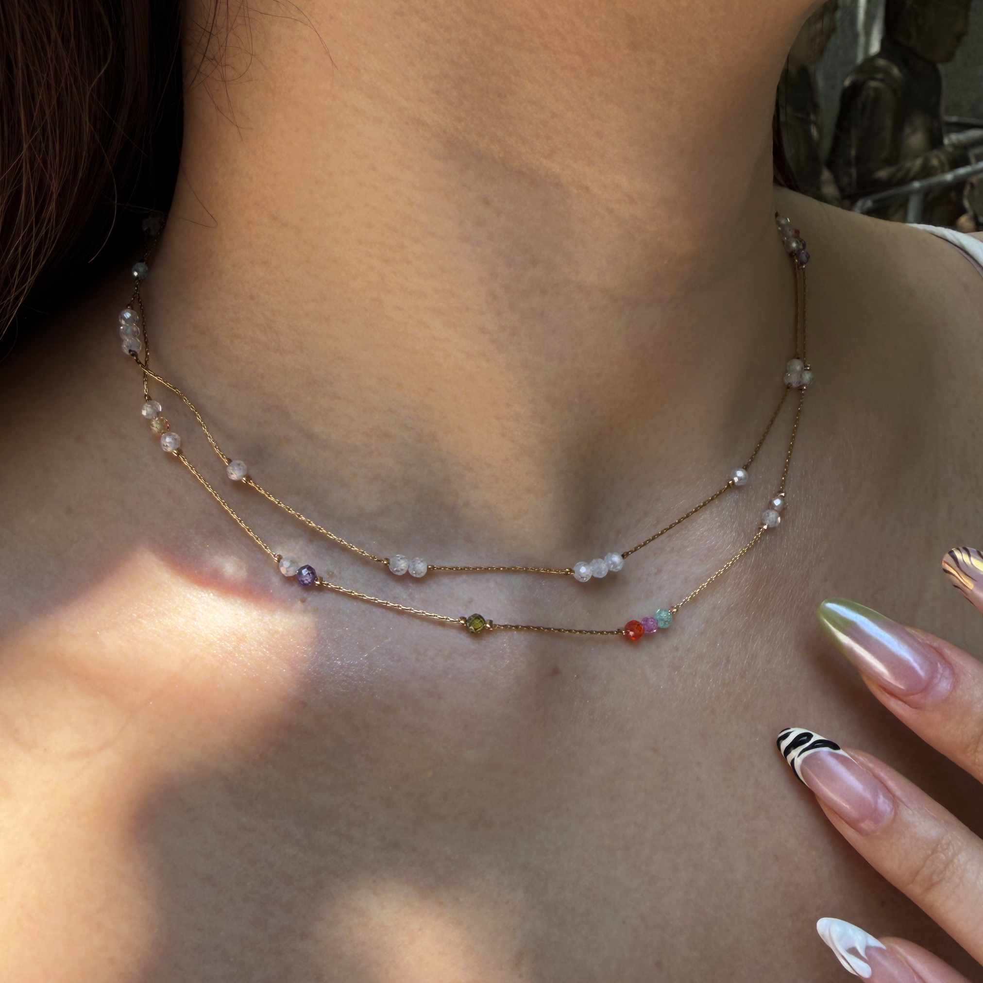Biba Crystal Beads Gold Necklace