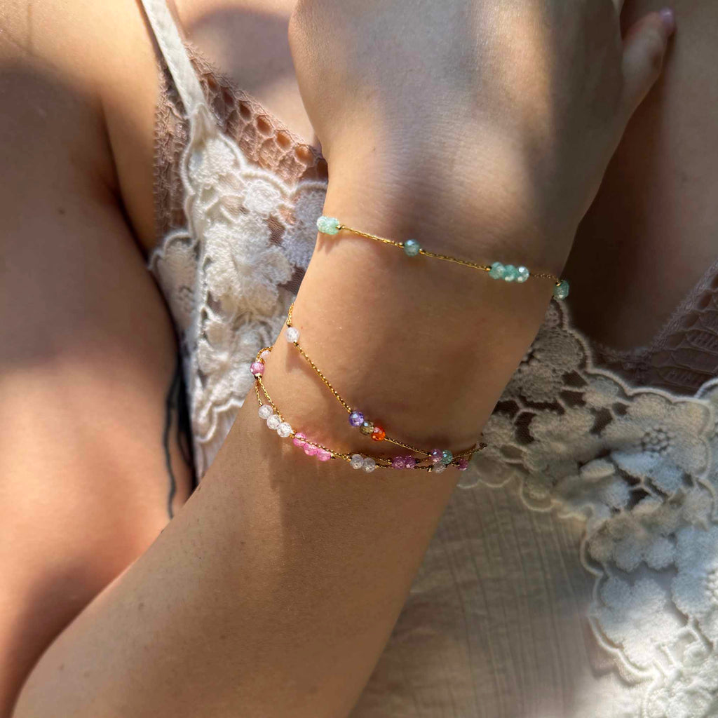Biba Crystal Beads Gold Bracelet