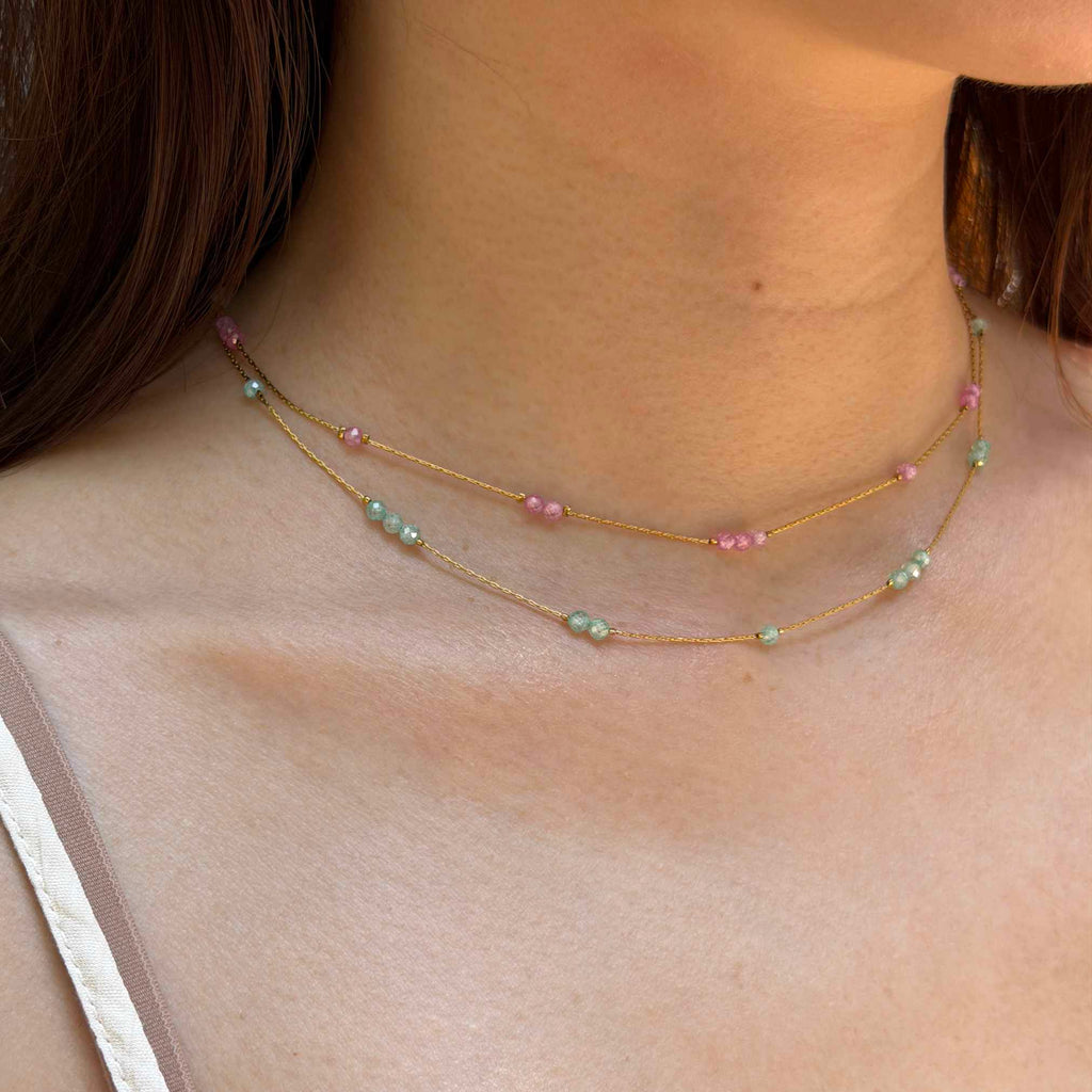 Biba Crystal Beads Gold Necklace