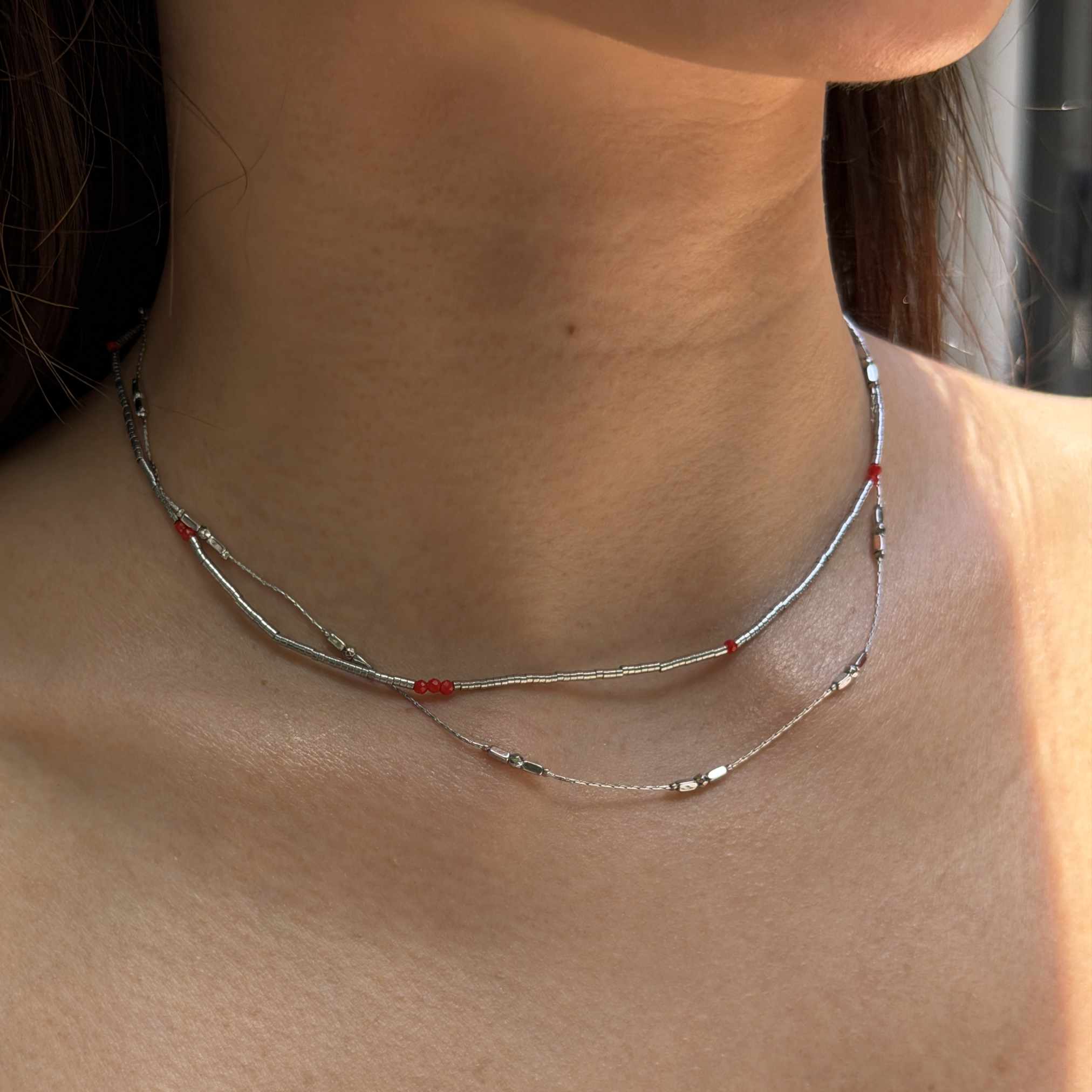 Lye Cylindrical Beads Necklace