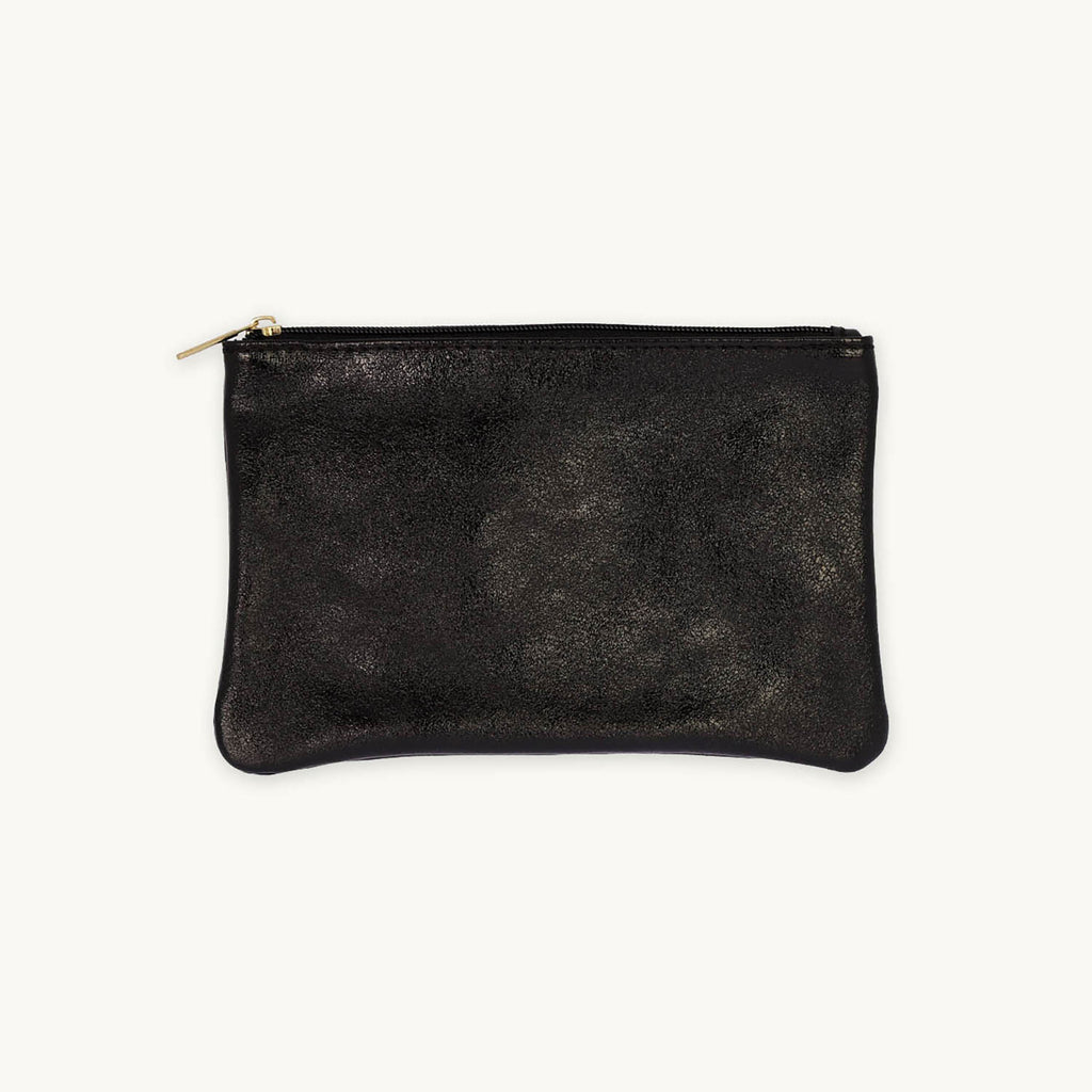 Iridescent Black Metallic Zip Pouch L Size