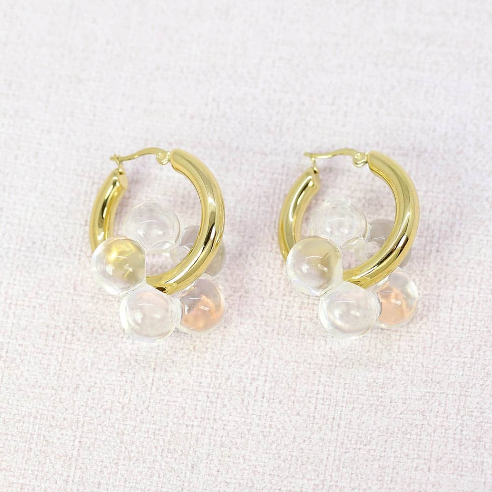 Jacquelin Big Resin Flower Creole Hoop Earrings