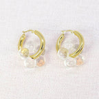 Jacquelin Big Resin Flower Creole Hoop Earrings