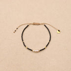 Karuna Pearl Sliding knot Black Bracelet