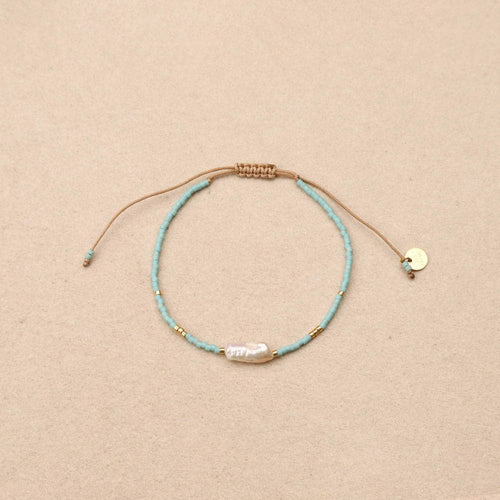 Karuna Pearl Sliding knot Blue Bracelet