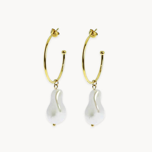 Roseline Big Pearl Hoops Earrings