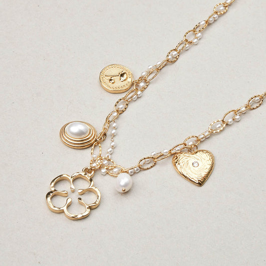 Caïssa Flower Pearl Charms Necklace