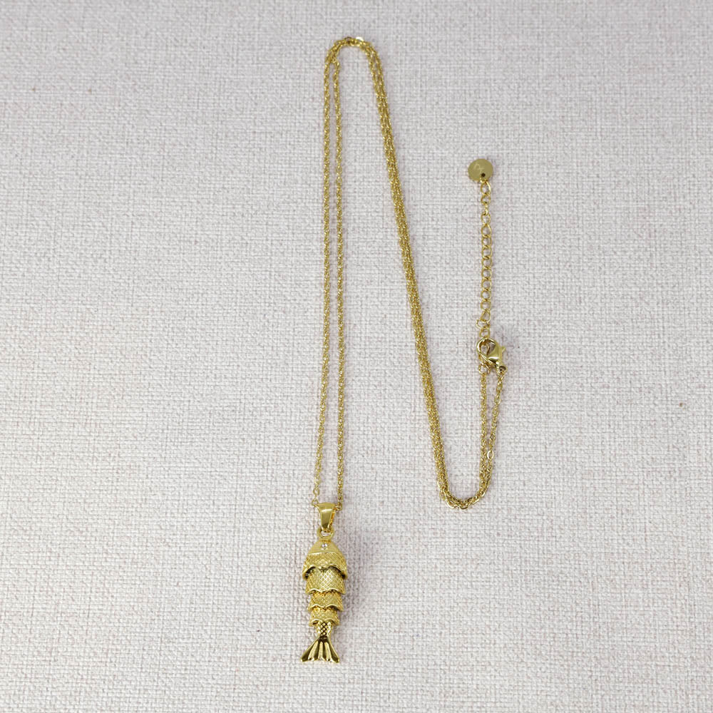 Pirelle Movable Tail Fish Long Necklace