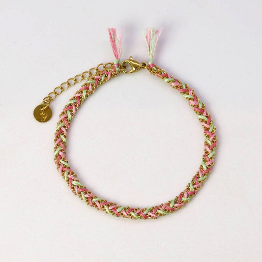 Amelle Braided Wires Gold Links Bracelet