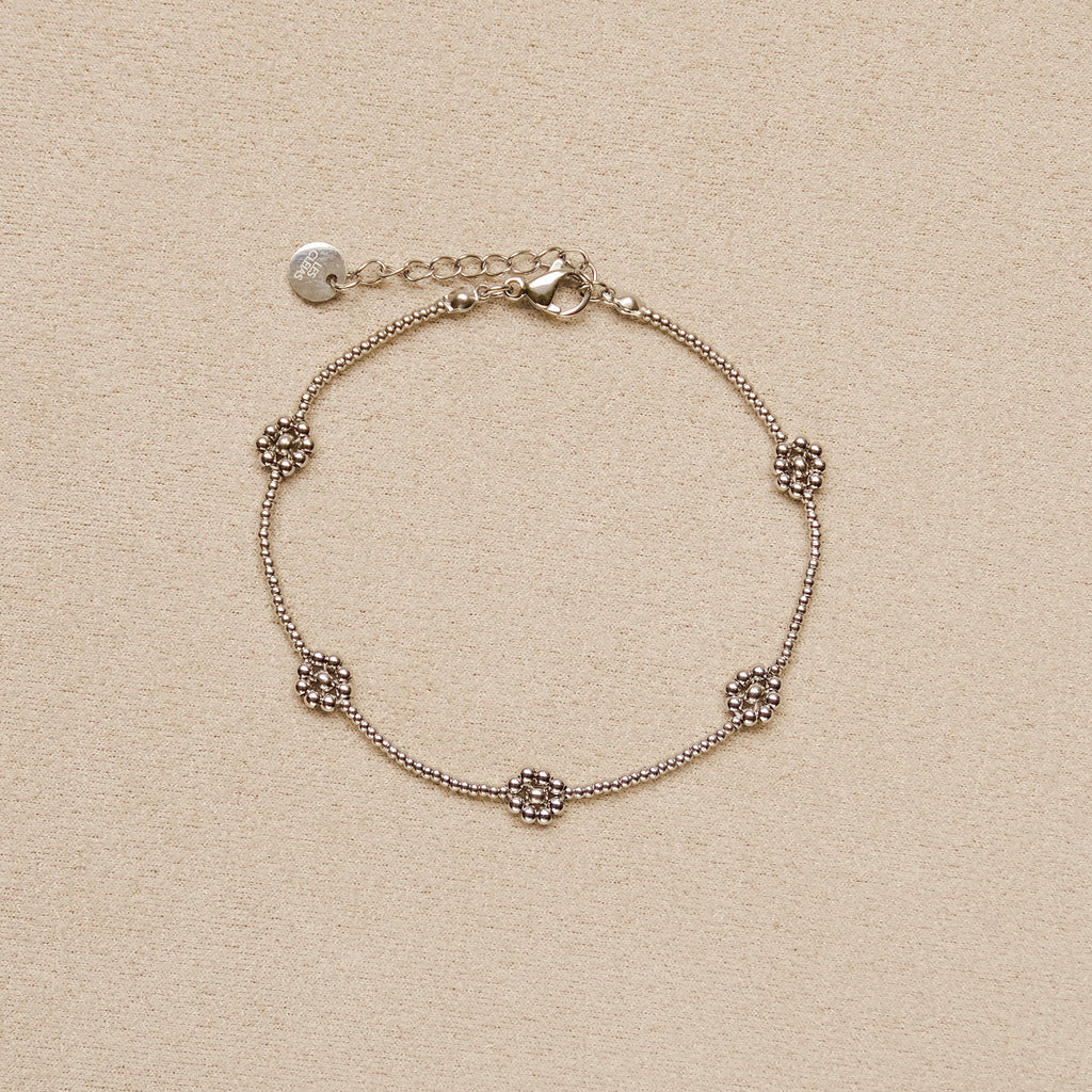 Prairie Gold Silver Flower Bracelet