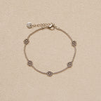 Prairie Gold Silver Flower Bracelet