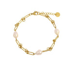 Heras paperclip 3 pearls ST bracelet