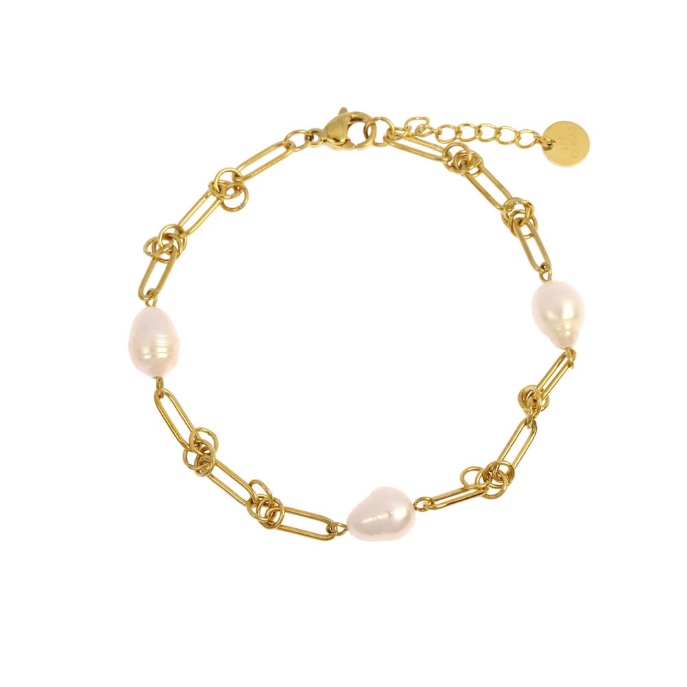 Heras paperclip 3 pearls ST bracelet