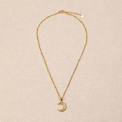 Belor Rhinestones Moon Necklace