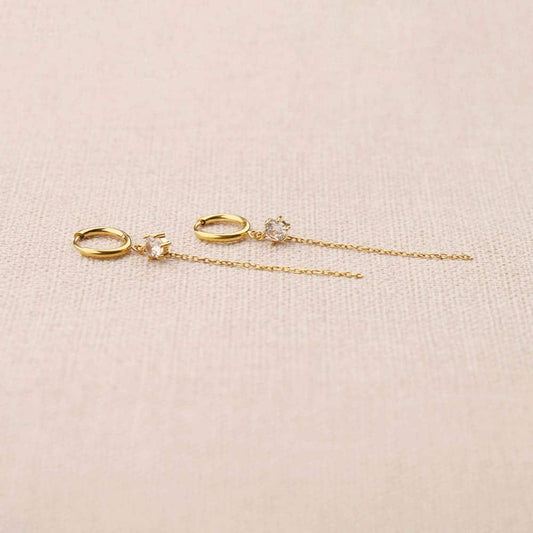 Onysse Dangling Rhinestone Chain Earrings