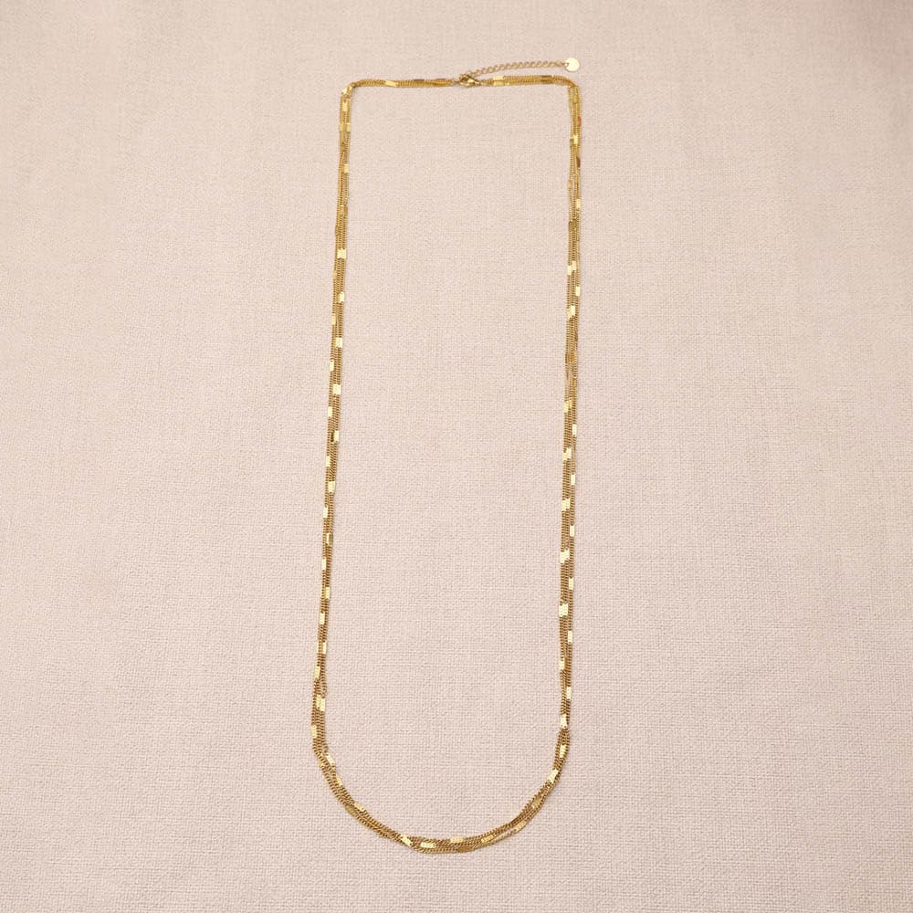 Luvia 3-Row Chain Long Necklace