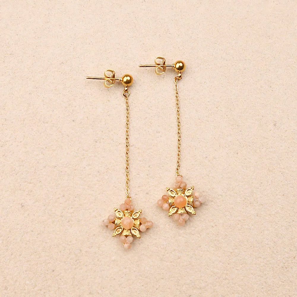 Hawthorn Gemstone Floral Chain Earrings