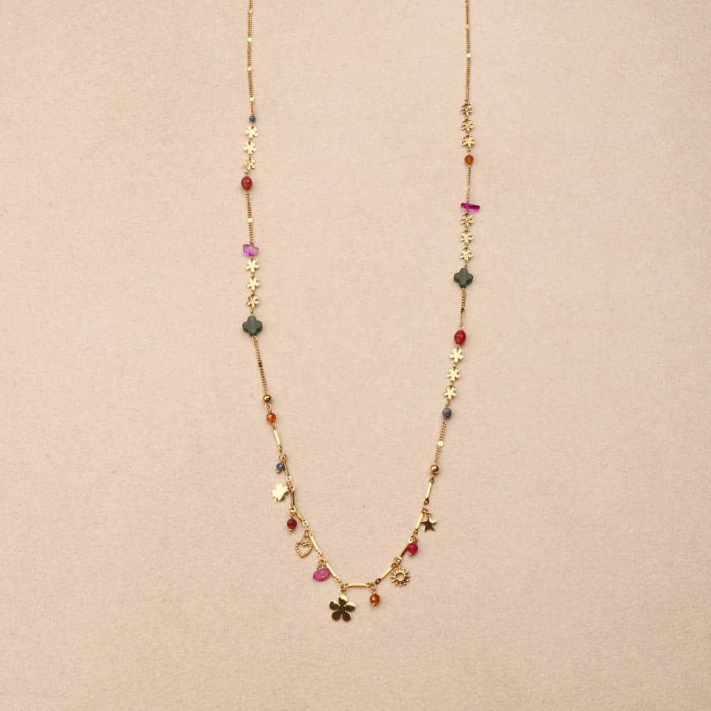 Marivane Multi Flower Beads Long Necklace