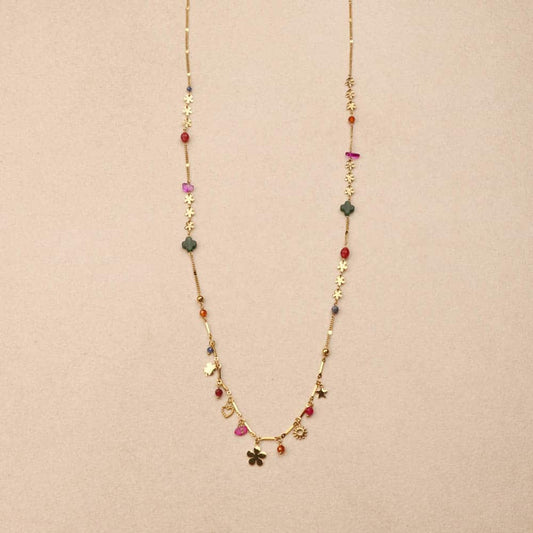 Marivane Multi Flower Beads Long Necklace