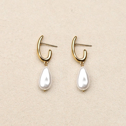 Ismeria Long Drop Imitation Pearl Earrings