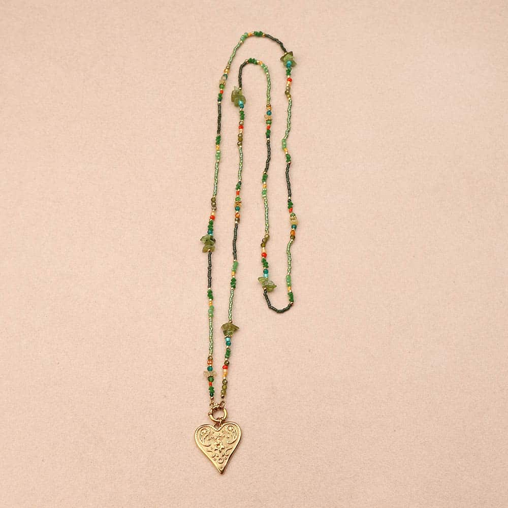 Elora stone raised heart pendant Necklace