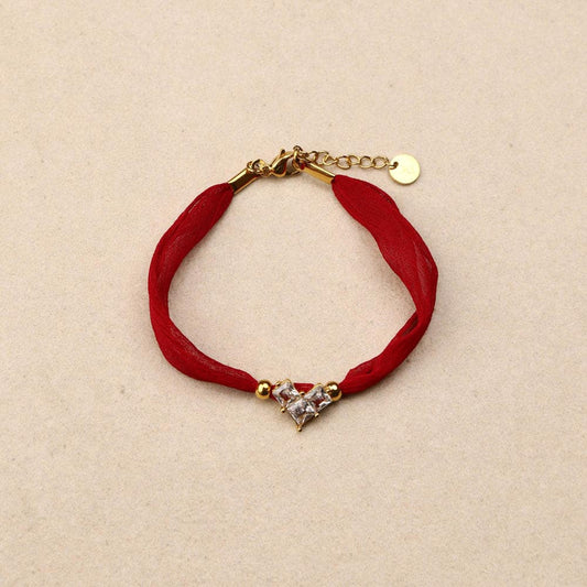 Isalya rhinestones heart fabric Bracelet