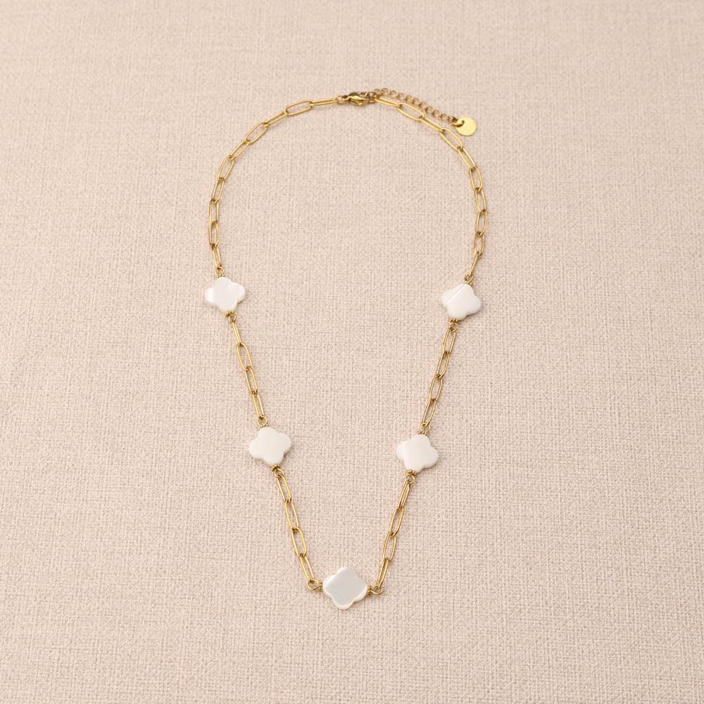 Orelise Big Mother-Of-Pearl Clovers Necklace